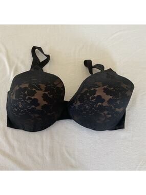 Soma Bra Vanishing Back Lace Full Coverage Size 38DD Black Seamless Underwire